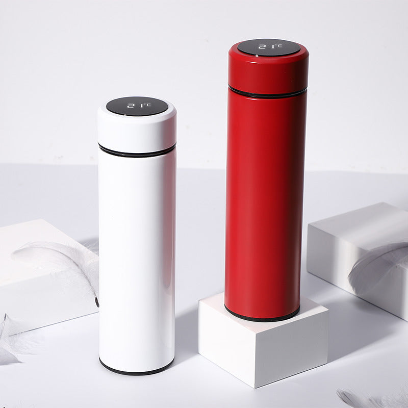 316 steel smart insulated water bottle, red and white, 500ml, with lids