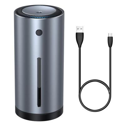 Silver-gray car diffuser humidifier with power cable