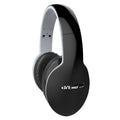 Black wired gaming headset with padded over-ear cups and white trim