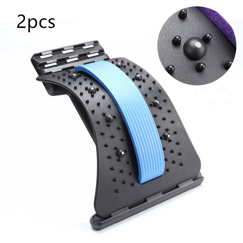 Lumbar traction waist brace, dark gray with light blue band and set of massage studs