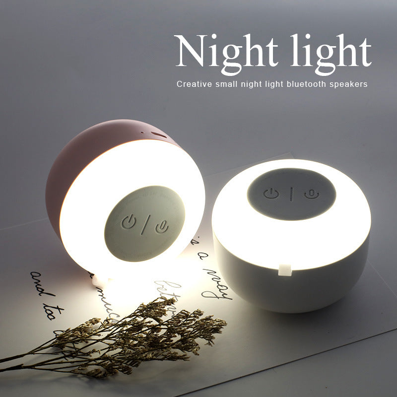 Wireless Bluetooth mini speaker, white with circular light ring and top controls