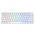 Mechanical keyboard with RGB backlit light keycaps and a light case frame.