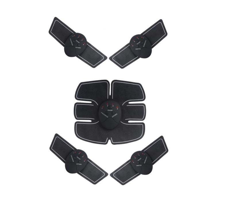 Black EMS abs and muscle trainer electrode pads with center controller disc