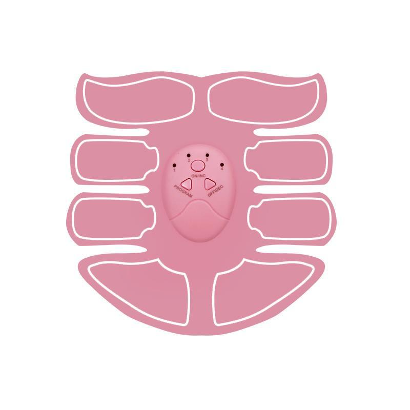 Pink EMS abs and muscle trainer electrode pad set with controller and multiple pads