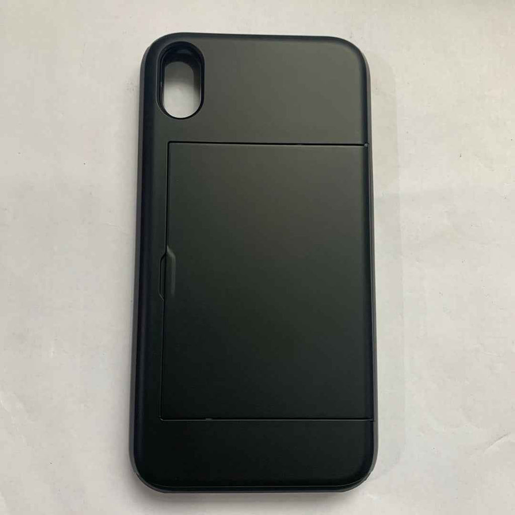 Mobile phone card case in black with card holder panel closed