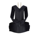 Black posture corrector brace with cross straps and front tie closure