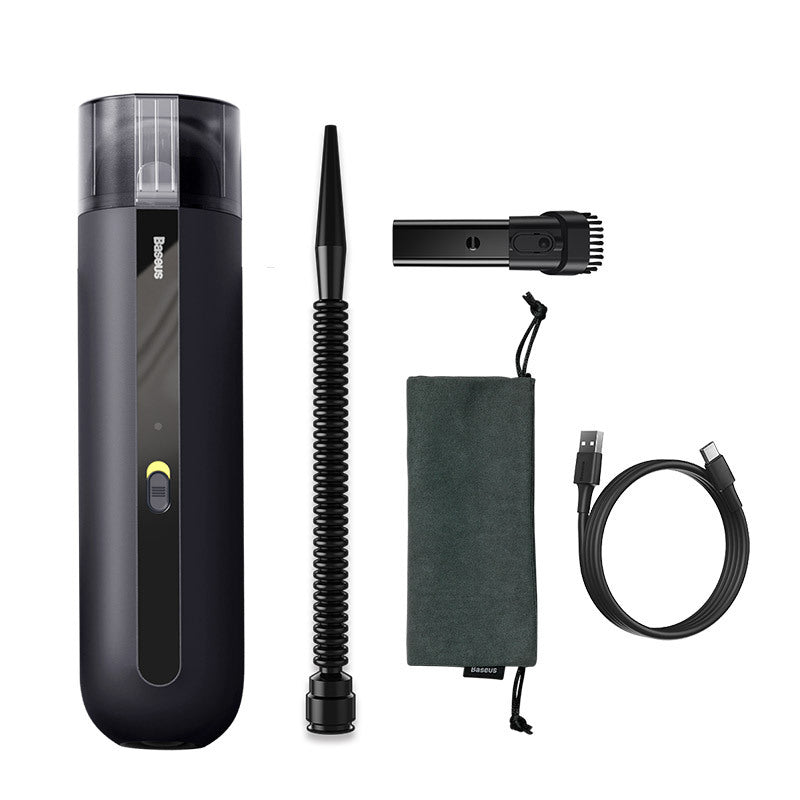 Wireless handheld vacuum cleaner set, dark gray cylinder with crevice nozzle and accessories