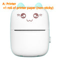 Mint portable mini label printer with cute face graphic and paper feed slot