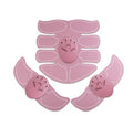 Pink EMS abs and muscle trainer pad set with controller disc and multiple electrode pads