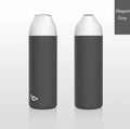 Insulated vacuum thermos bottle with gray body and white top, cC+ marking