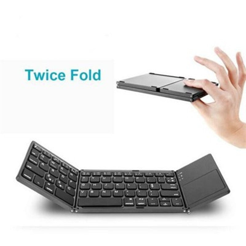 Folding Bluetooth keyboard, black, twice-fold design with hand gesture