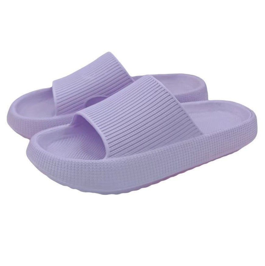 Light purple slide slippers with wide strap and textured footbed, soft home couple pair