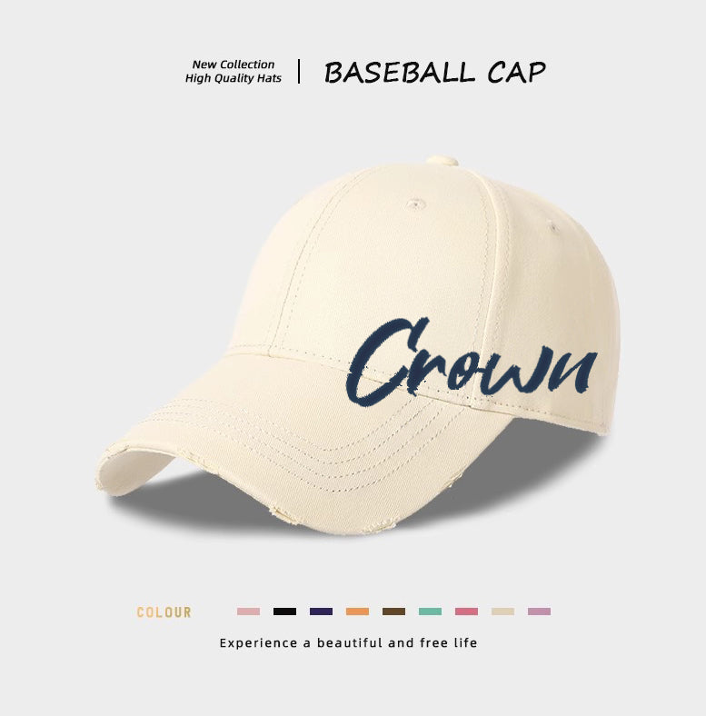 Light beige baseball cap with Crown logo embroidery