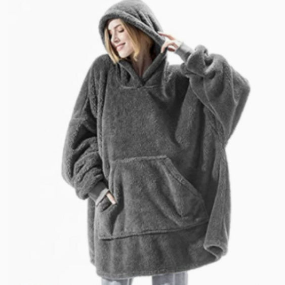 Fleece hoodie sweatshirt with hood and kangaroo pocket in heather gray