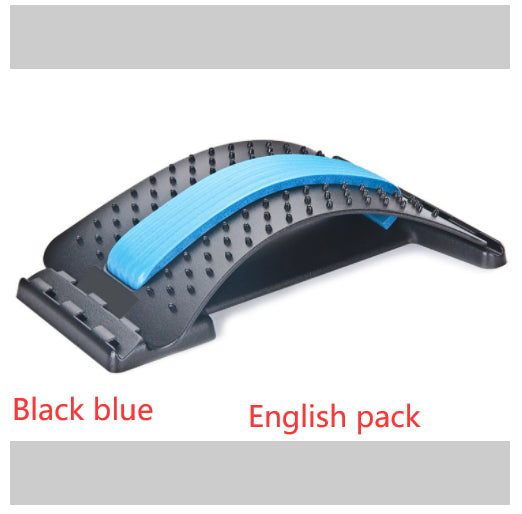 Lumbar traction waist brace, dark gray with light blue support band and contoured shield