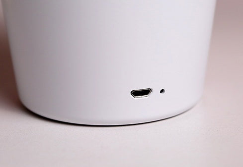 LED table lamp base with charging port and small button on white finish