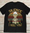 Men's black round-neck T-shirt with skeleton graphic print