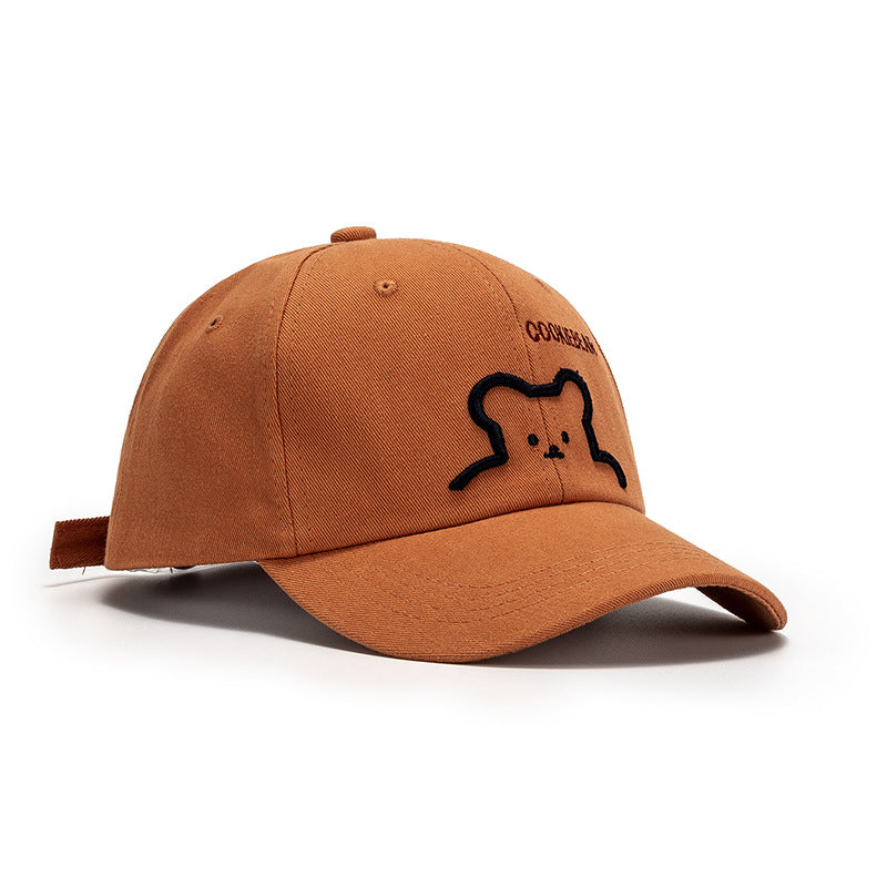 Brown baseball cap with bear outline patch on front panel