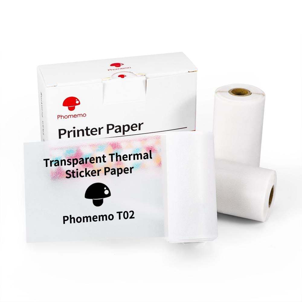Transparent thermal sticker paper rolls and box set for mini thermal printer