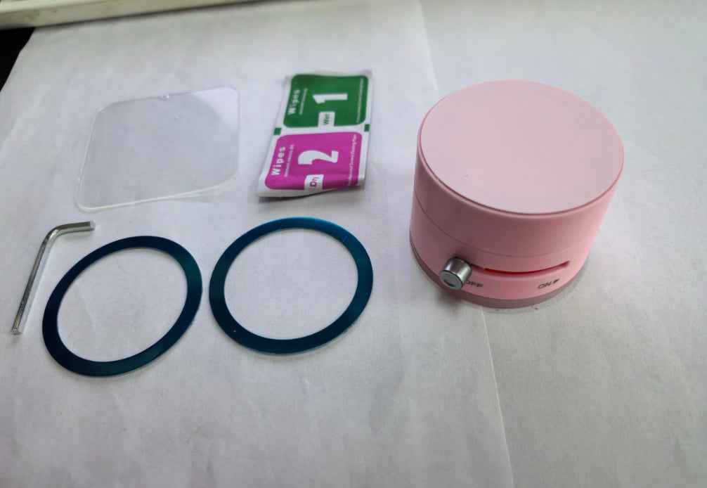 Magnetic car phone holder suction base with pink circular mount
