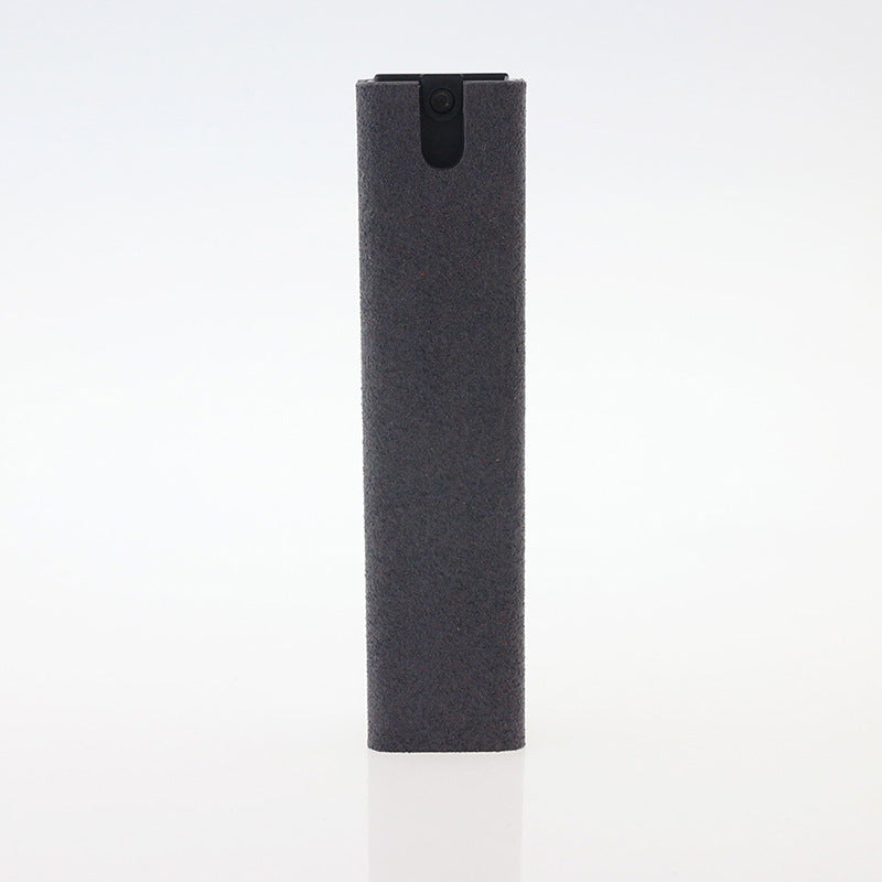 Microfiber screen cleaner holder, black cylindrical case with snap tab