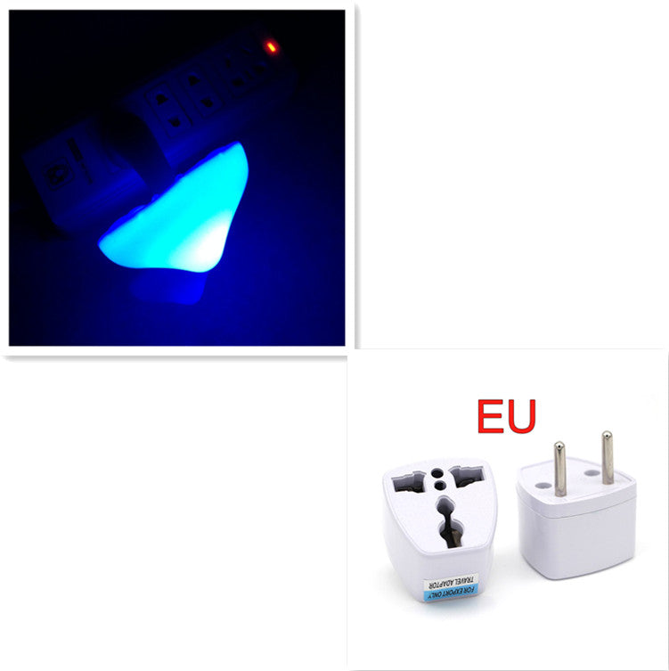 Mushroom LED night light wall socket lamp with blue glow, EU plug