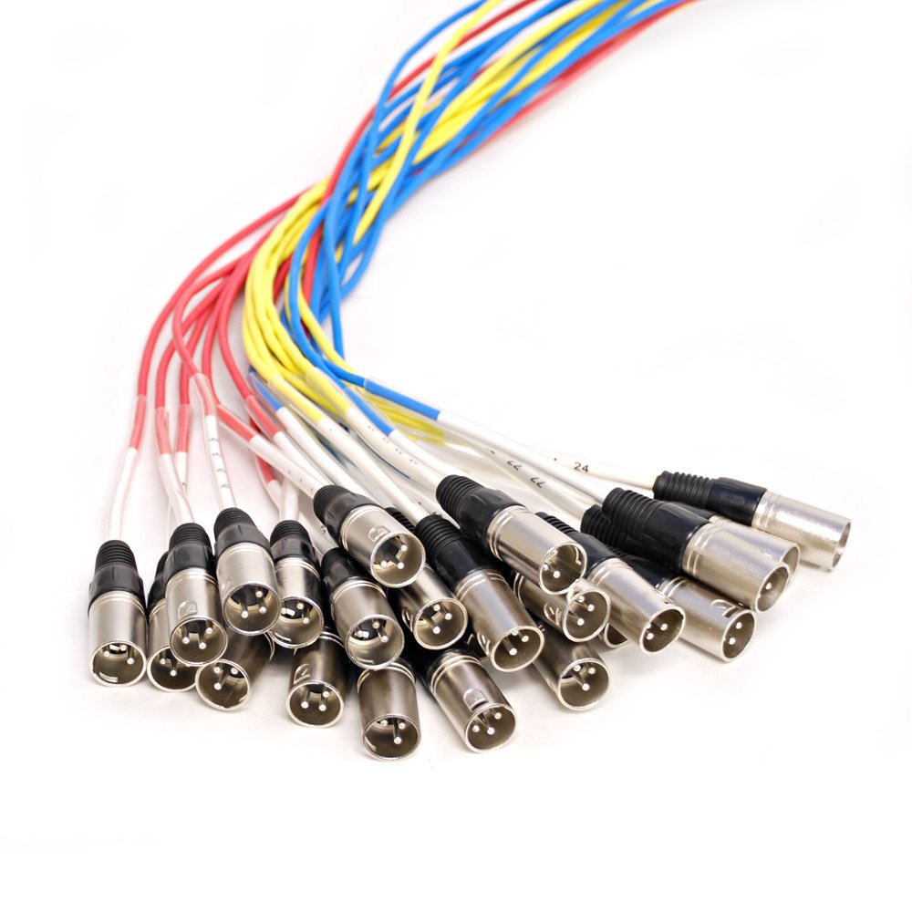 XLR/TRS splitter snake cable end connectors with braided metal plug housings