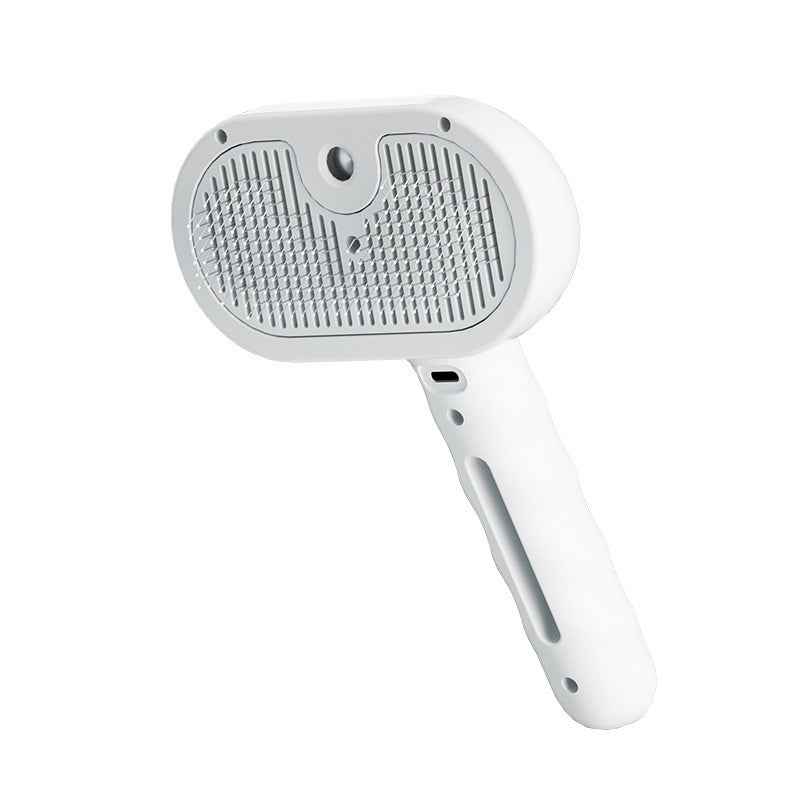 Pet hair grooming brush comb, white oval head and white handle