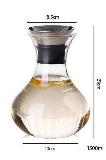 Clear glass bottle with black collar, 1500ml; 21cm height and 10cm base