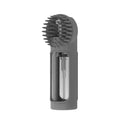 Pet bath brush gray with silicone bristle nodes and transparent liquid chamber