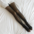 Fleece-lined translucent tights in dark sheer with reinforced toe and foot areas