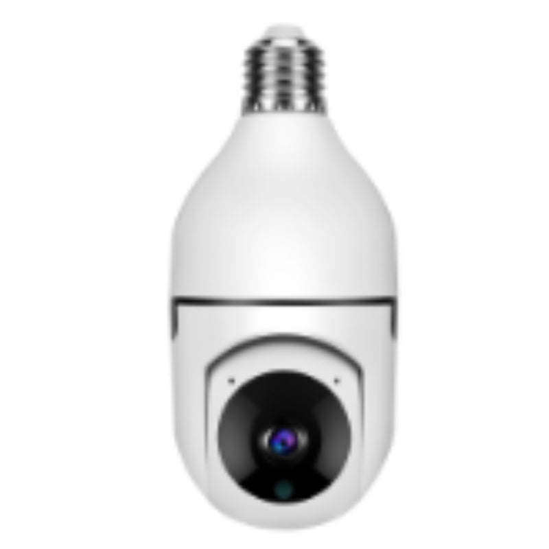 WiFi bulb security camera with front lens and light housing
