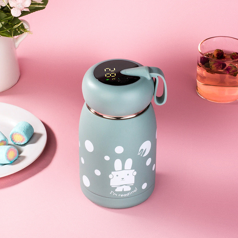 Mint insulated thermos bottle with digital temperature display and carrying handle