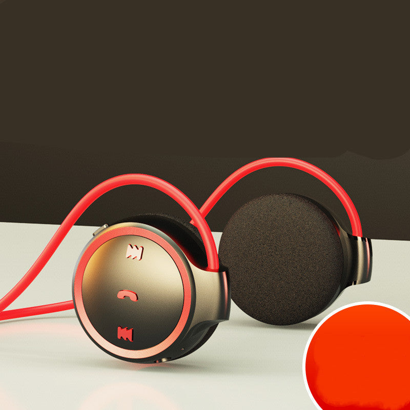 Red and black bone conduction Bluetooth headphones with padded ear pads and mic