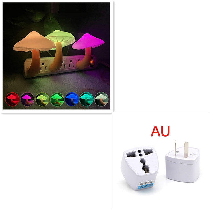Mushroom night light wall plug lamp set with multicolor mushroom heads glowing