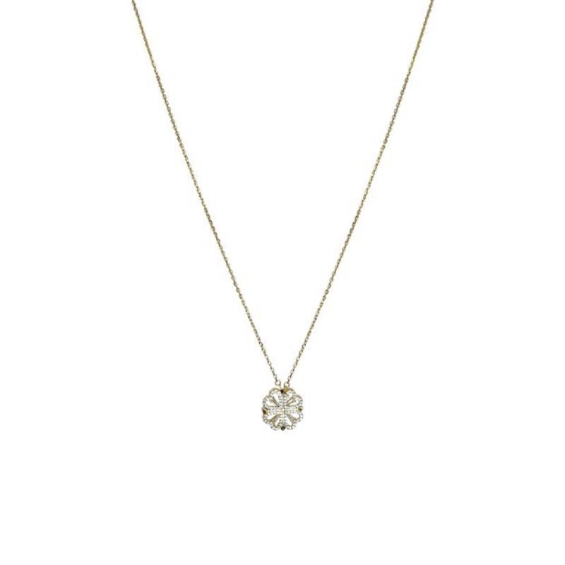 Gold-tone four-leaf clover charm necklace with delicate chain