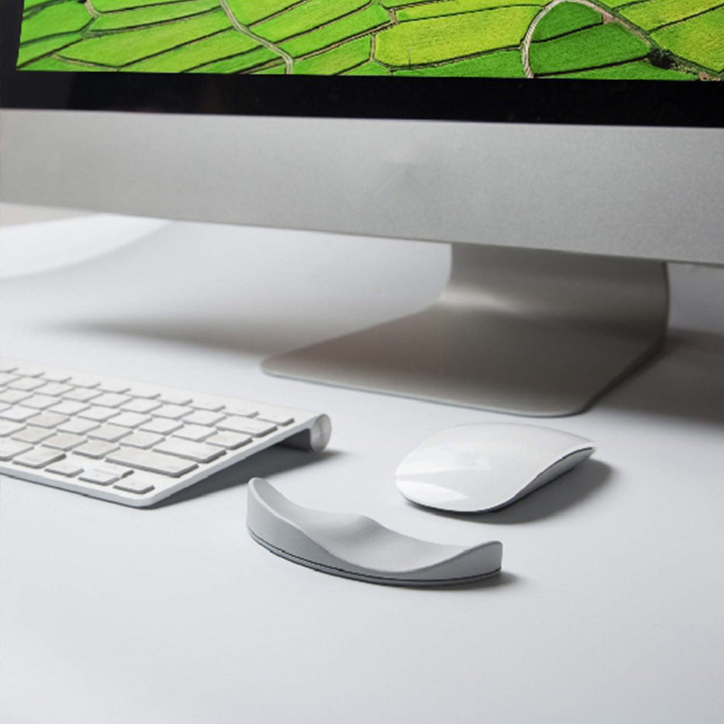 Ergonomic mouse wrist rest set: gray and black curved silicone pads