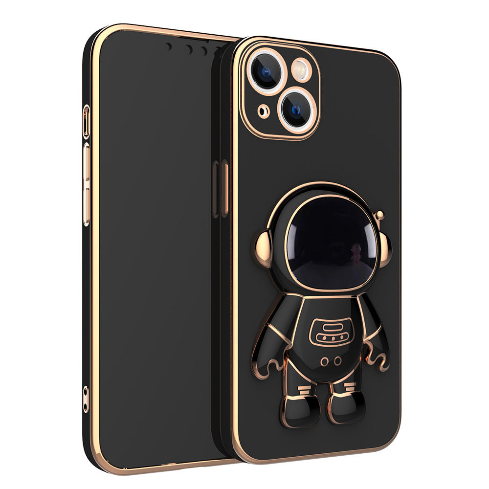 Black astronaut phone case with 3D figure and circular ring holder