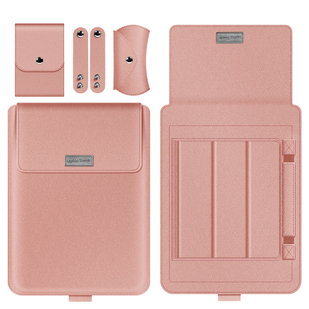 Rose pink laptop sleeve case with magnetic front flap pocket