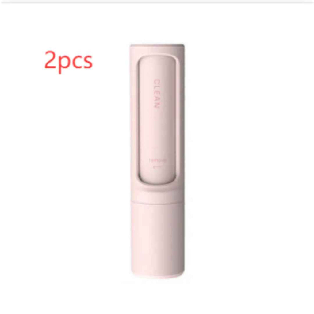 Pet hair remover lint roller set, pink handheld self-cleaning brush