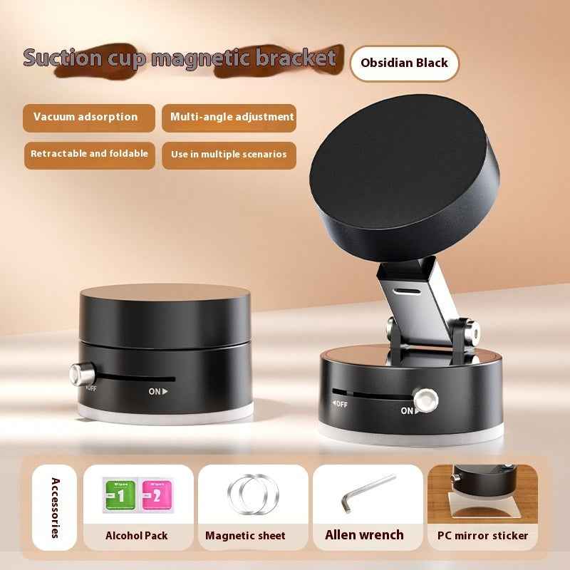 Obsidian Black magnetic suction phone holder with retractable folding mount and clamp