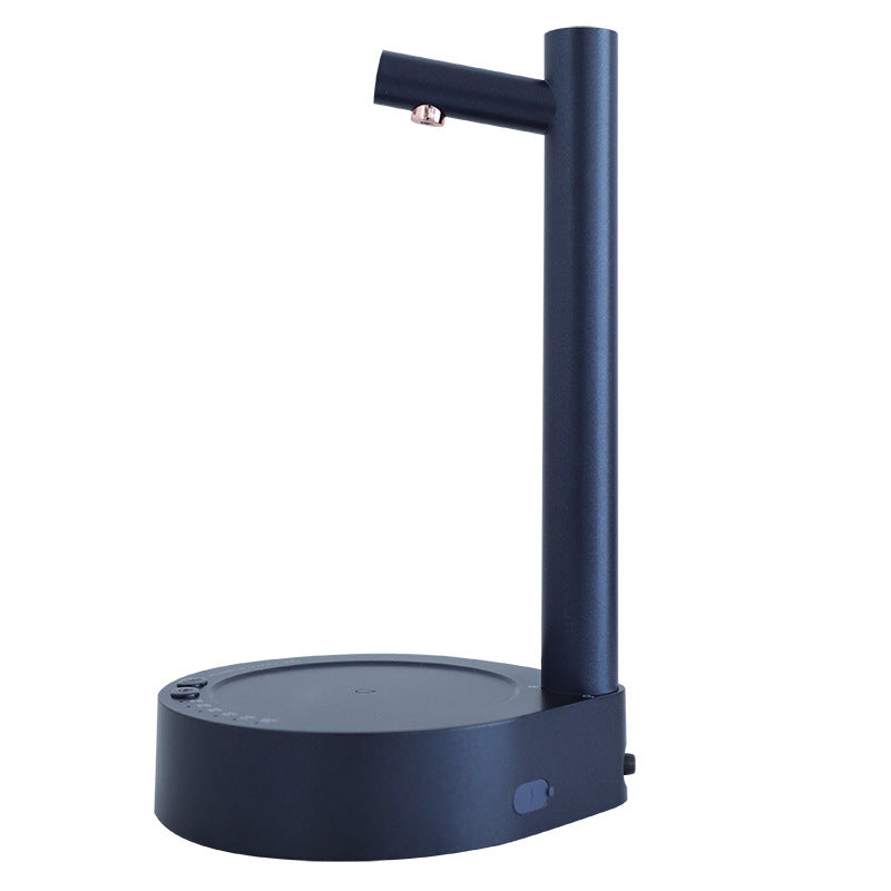 Electric desk water dispenser with tall spout and round base, dark color