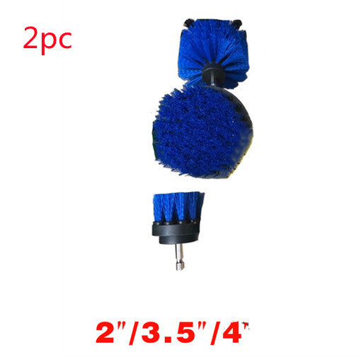 Electric drill brush, 2-piece blue round scrub heads with drill adaptor