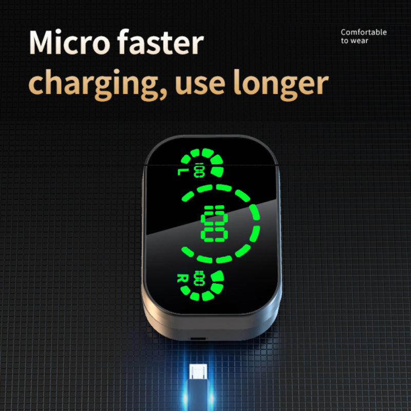 Wireless charging case with green LED digital display and charging port cable