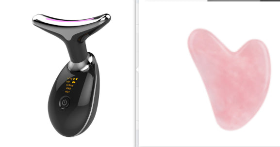 Black electric neck massager with pink jade-like pad